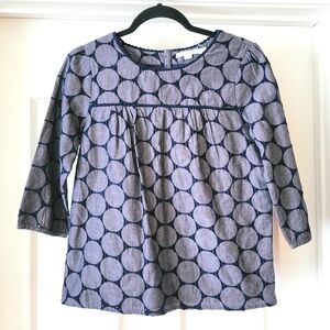 Boden Blue and Gray Polka Dot Blouse